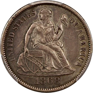 image for: 1868-S 10c PCGS XF Details (Cleaned)
