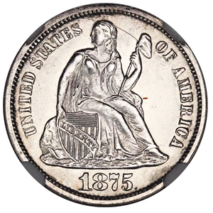 image for: 1875 10c NGC Proof 63 ex: Richmond Collection