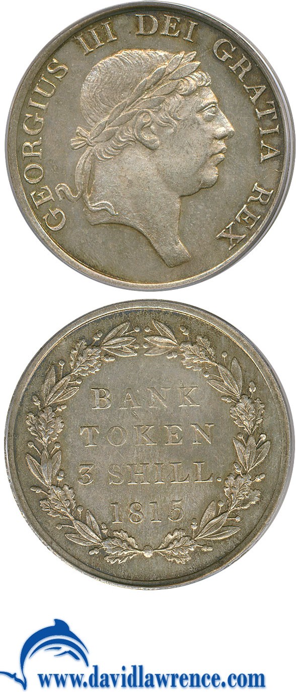 image for: Great Britain: 1815 3 Shil Laureate PCGS MS65   
