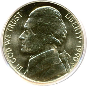image for: 1990-D 5c PCGS MS64 FS