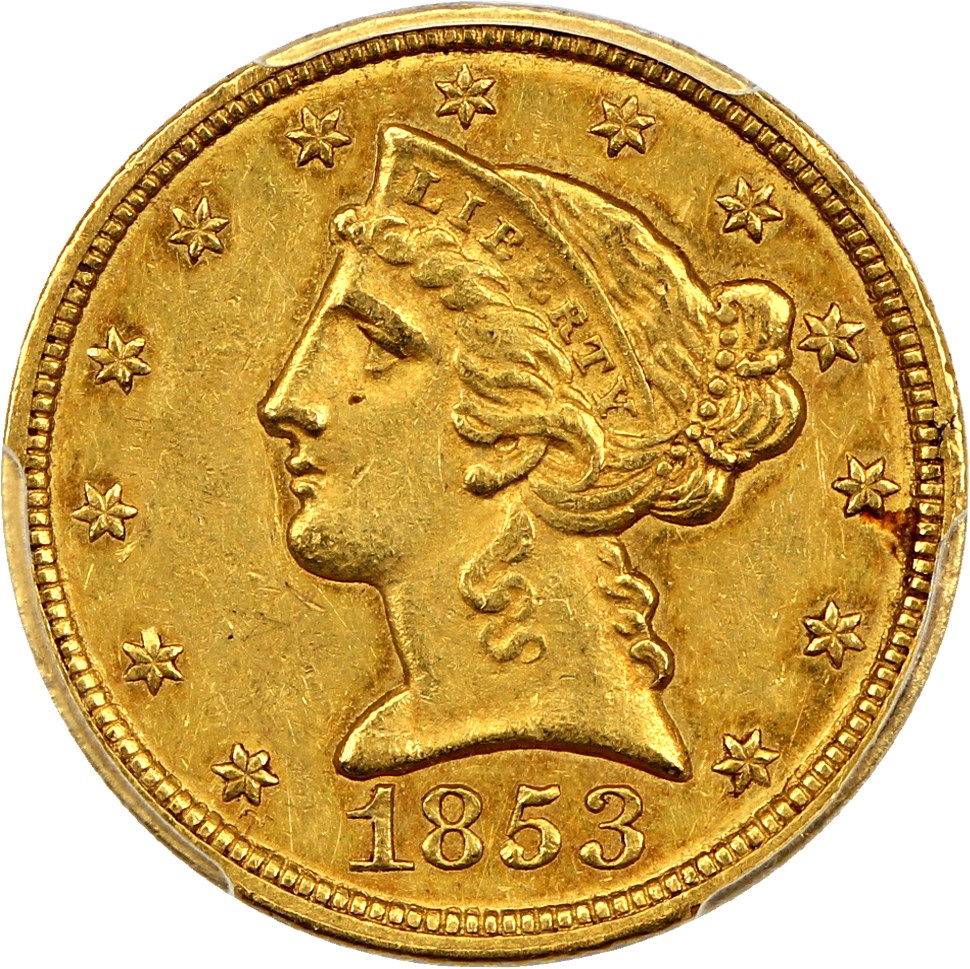 image for: 1853-C $5 PCGS AU53
