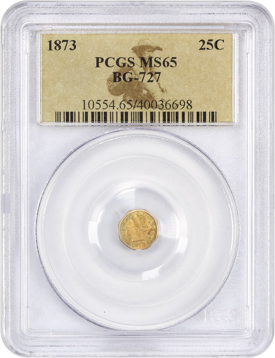 image for: 1873 Cal. Gold 25c PCGS MS65 (BG-727)