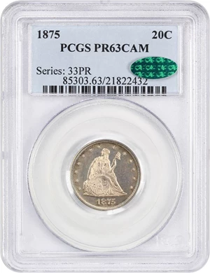 image for: 1875 20c PCGS/CAC Proof 63 CAM