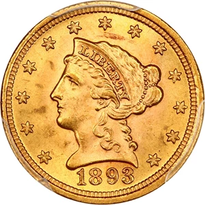 image for: 1893 $2.5 PCGS/CAC MS64