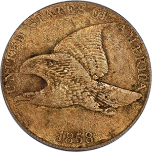 image for: 1858 Flying Eagle 1c PCGS Genuine (Large Letters, S-3)