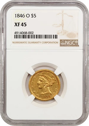 image for: 1846-O $5 NGC XF45