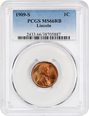 image for: 1909-S Lincoln 1c PCGS MS66 RB
