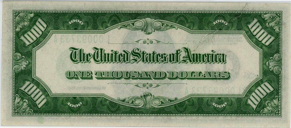 image for: FR. 2212-L 1934A $1000 FRN San Francisco PMG Unc 61 (Large Tear Repair)