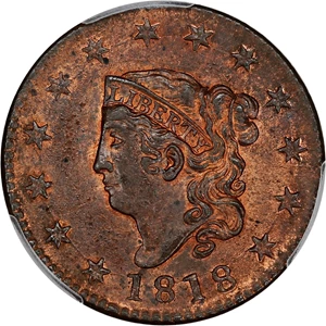 image for: 1818 1c PCGS/CAC MS62 RB