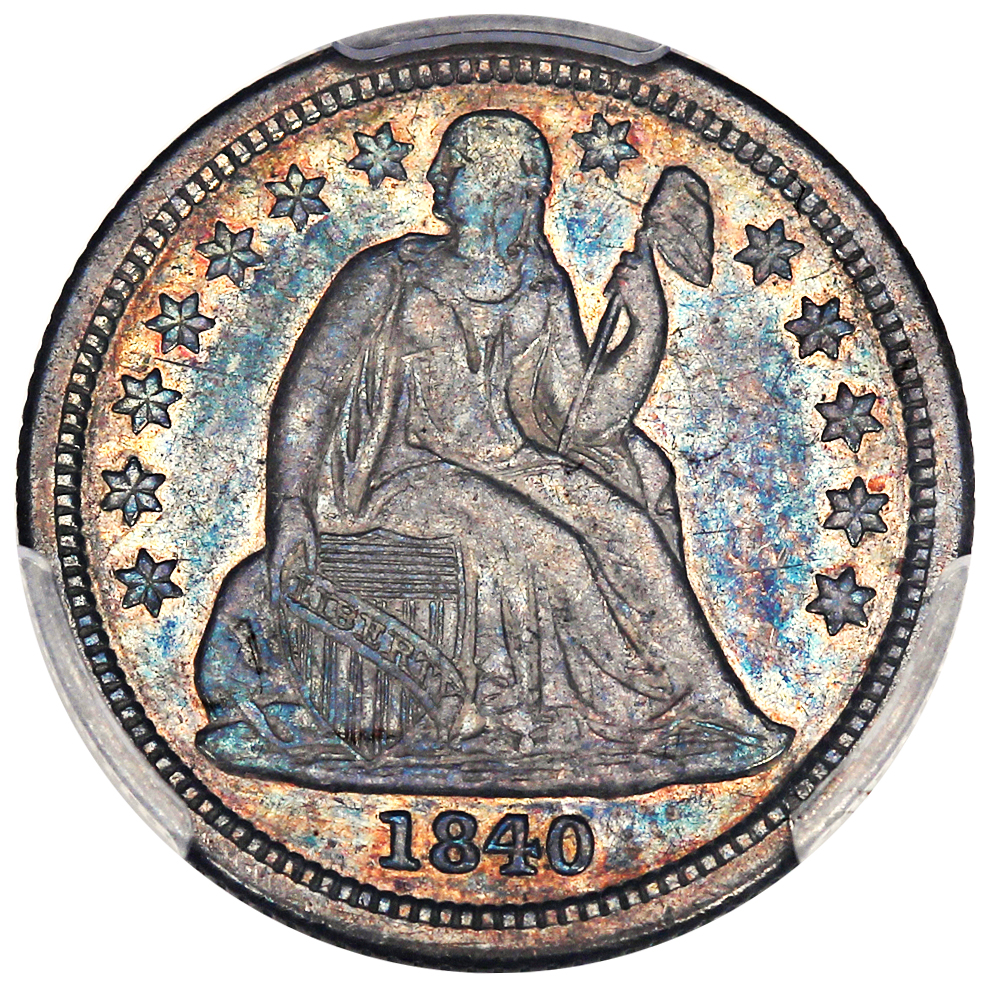 image for: 1840 10c PCGS/CAC VF35 (With Drapery)