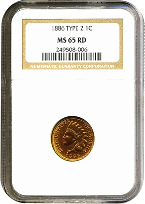 image for: 1886 1c Type 2 NGC MS65 RD