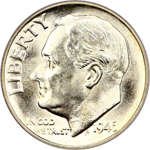 image for: 1946-D 10c PCGS MS66