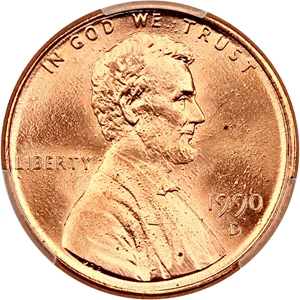 image for: 1990-D 1c PCGS MS68 RD