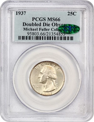 image for: 1937 25c PCGS/CAC MS66 (Doubled Die Obverse) ex: Michael Fuller Collection