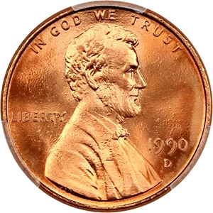 image for: 1990-D 1c PCGS MS68 RD