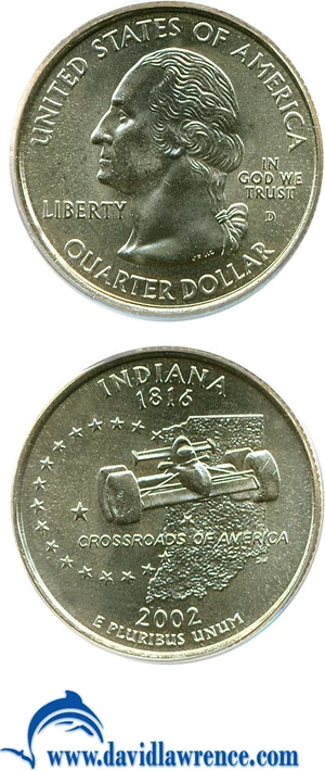 image for: 2002-D 25c Indiana PCGS MS67