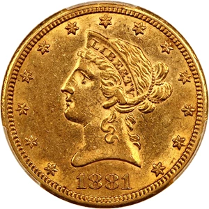 image for: 1881-CC $10 PCGS AU55
