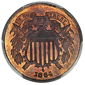 image for: 1864 2c PCGS/CAC MS66+ RB (Large Motto)
