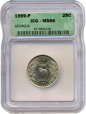 image for: 1999-P 25c Georgia ICG MS66
