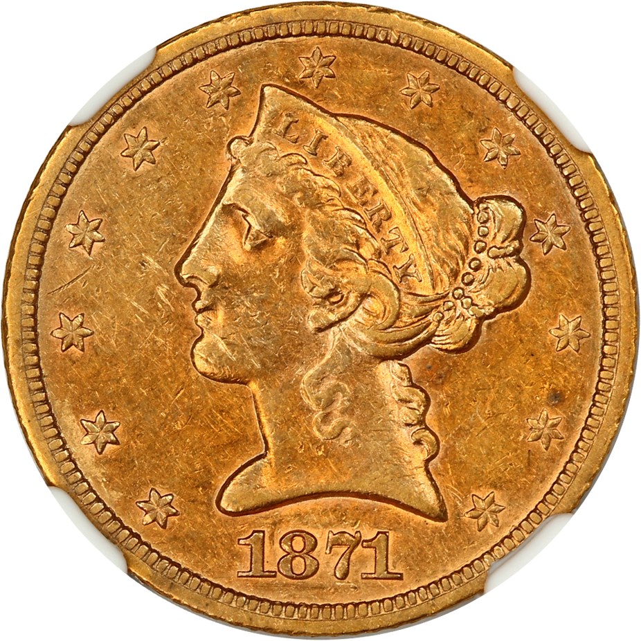 image for: 1871/1871-S $5 NGC AU55 (VP-001)