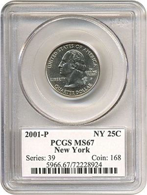 image for: 2001-P 25c New York PCGS MS67