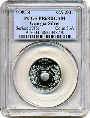 image for: 1999-S 25c Georgia-Silver PCGS Proof 68 DCameo