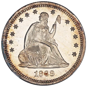 image for: 1868 25c NGC Proof 67 CAM