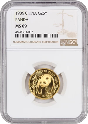 image for: China: 1986 Gold Panda 25Y NGC MS69 (KM-133)