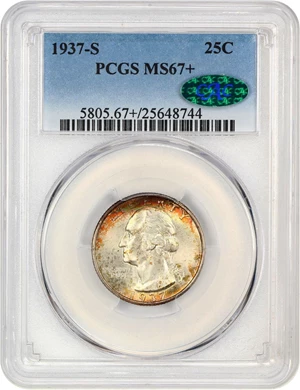 image for: 1937-S 25c PCGS/CAC MS67+