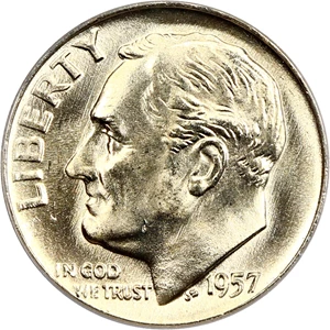 image for: 1957-D 10c PCGS MS66