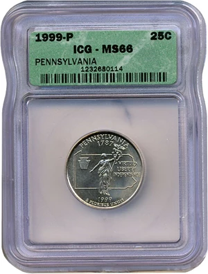 image for: 1999-P 25c Pennsylvania ICG MS66