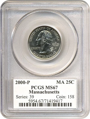 image for: 2000-P 25c Massachusetts PCGS MS67