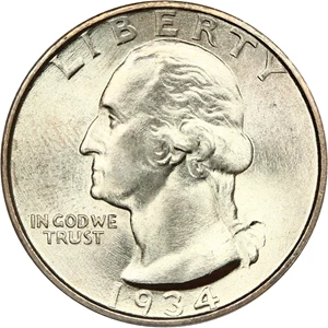 image for: 1934 25c PCGS/CAC MS68 (Medium Motto)