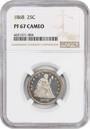 image for: 1868 25c NGC Proof 67 CAM