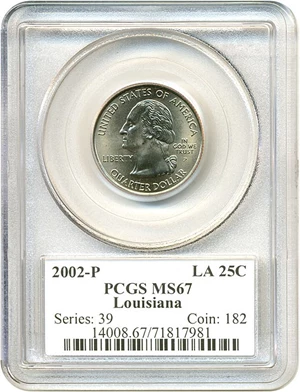 image for: 2002-P 25c Louisiana PCGS MS67
