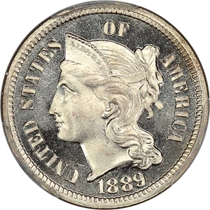 image for: 1889 3cN PCGS/CAC Proof 67+ CAM