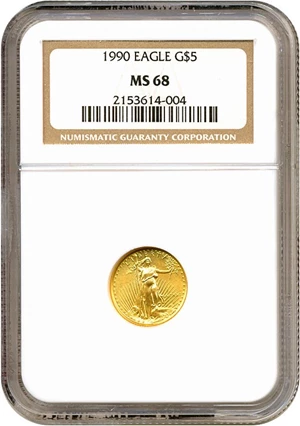 image for: 1990 $5 Gold Eagle NGC MS68