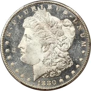 image for: 1880-CC $1 PCGS MS64DMPL (VAM 6, 8/7, Low 7)