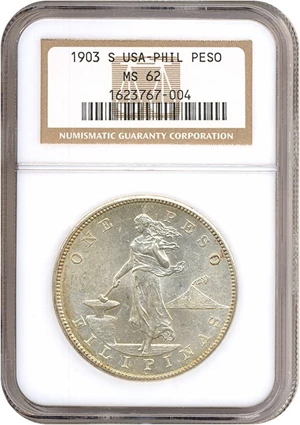 image for: U.S. Philippines: 1903-S Peso NGC MS62