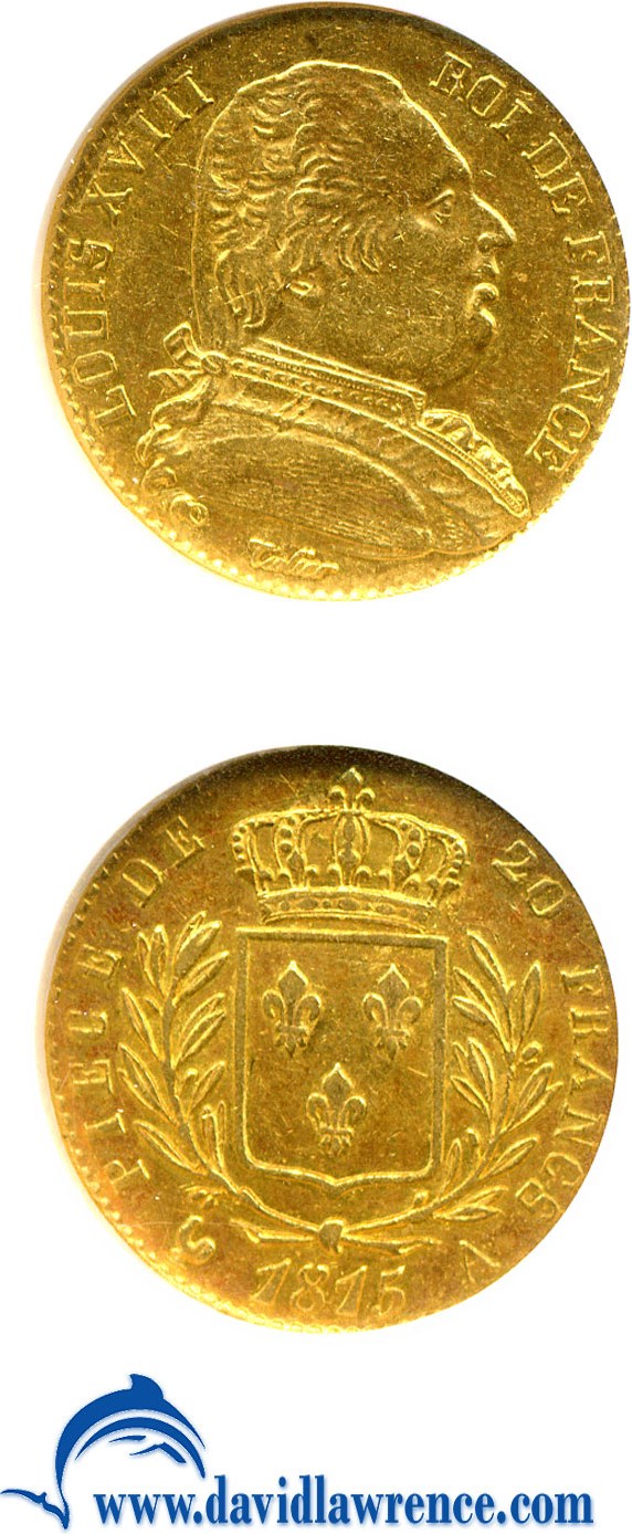 1815-A     20 Fr Louis XVIII       MS (KM-706.1) thumbnail 3