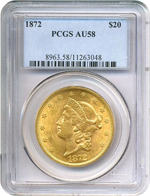 image for: 1872 $20 PCGS AU58