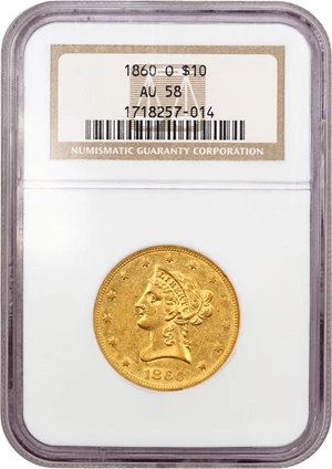 image for: 1860-O $10 NGC AU58
