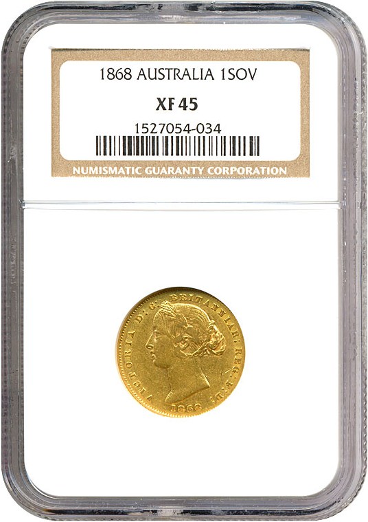 image for: Australia: 1868 Sov  NGC XF45 