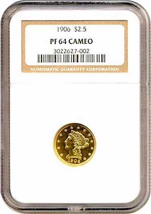 image for: 1906 $2 1/2 NGC Proof 64 Cameo