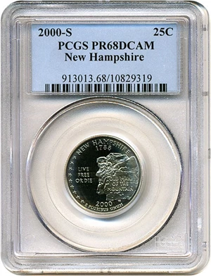 image for: 2000-S 25c New Hampshire PCGS Proof 68 DCameo