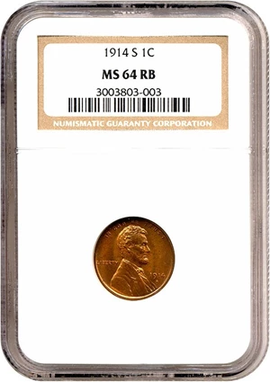 image for: 1914-S 1c NGC MS64 RB