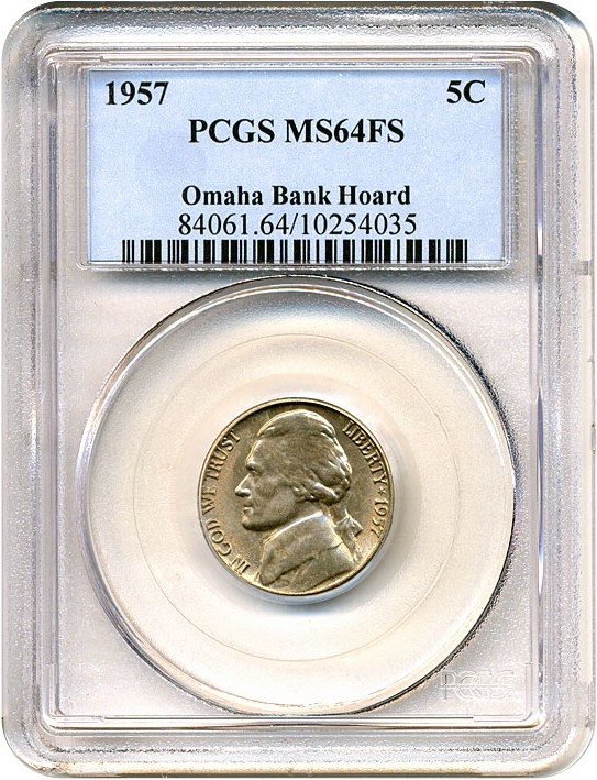 image for: 1957 5c  PCGS MS64 FS ex: Omaha Bank Hoard