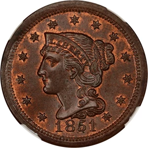 image for: 1851 1c NGC/CAC MS64 RB