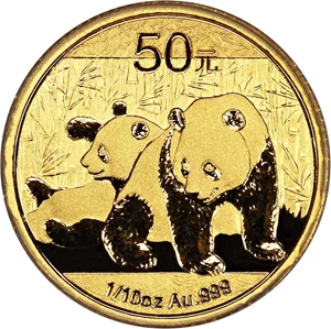 image for: China: 2010 50Y PCGS MS70 Panda Gold (KM-1929, First Strike)