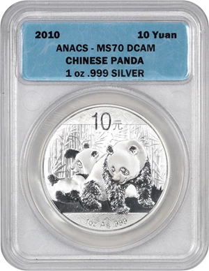 image for: China: 2010 10Y Silver Panda ANACS MS70 DCAM